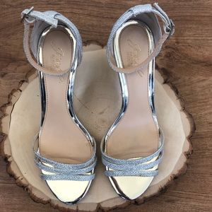 Jewel by Bagdley Mischka Silver Wedge Heels